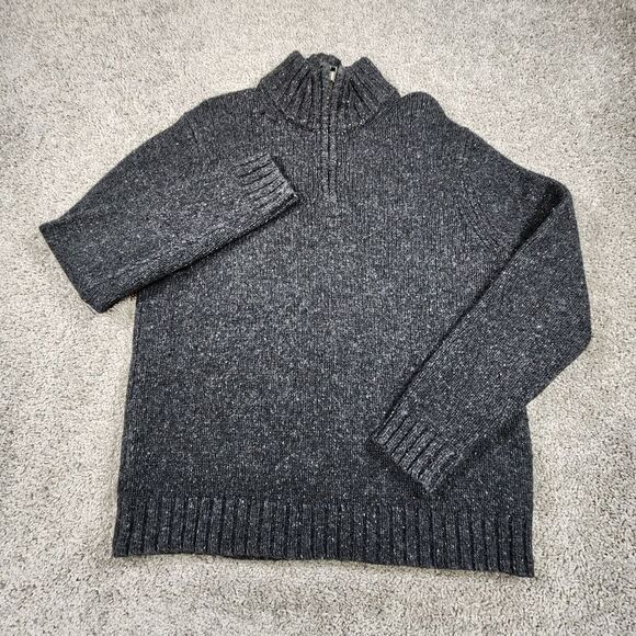 Gap Sweater Mens‎ Medium 1/4 Zip Jacket Lambswool Grey Preppy Heavy Soft Grey - Picture 2 of 10